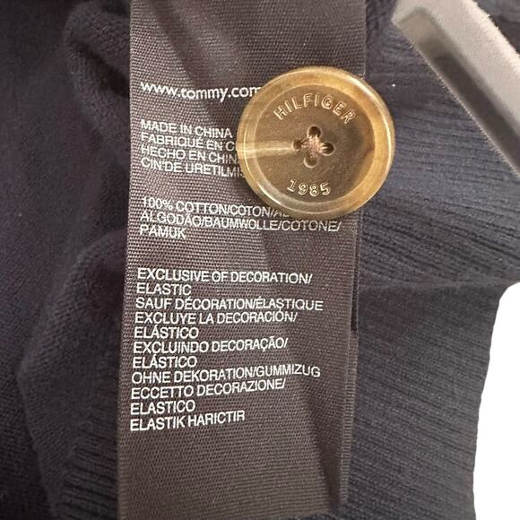 Tommy Hilfiger XL Cotton Cardigan Sweater Blue Teal White Striped Button Up - Picture 6 of 8